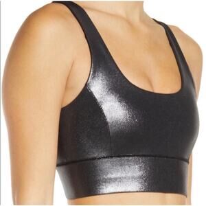 IVL Collective Boomerang Sports Bra Faux Leather Shiny Black Sz 6